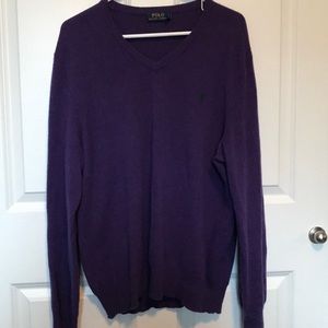 Men’s purple wool v-neck Polo sweater